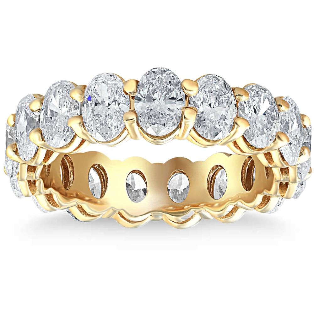 Pompeii 6 Ct TW Oval Cut Moissanite Eternity Ring 14k Yellow Gold ...