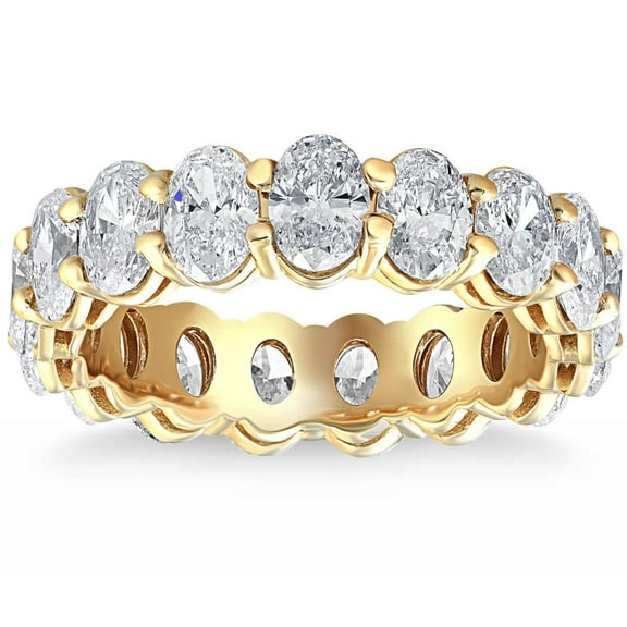 Pompeii 6 Ct TW Oval Cut Moissanite Eternity Ring 14k Yellow Gold Womens Wedding Band (,)