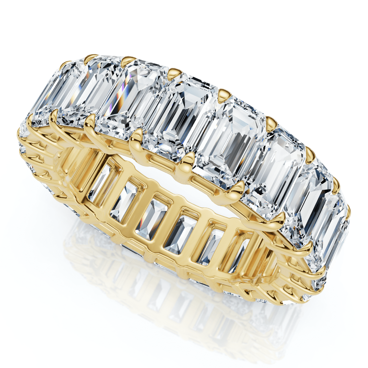Pompeii 6Ct Emerald Cut Diamond Eternity Ring 14k Gold or Platinum Lab Grown (E/F,VS1-VS2)