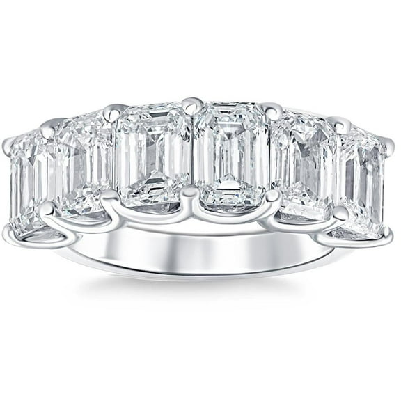 Pompeii 6Ct TW Emerald Cut Diamond Ring U Prong Lab Grown 14k White Yellow or Rose Gold