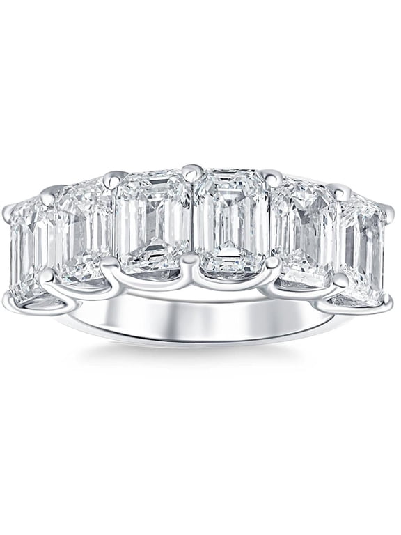 Pompeii 6Ct TW Emerald Cut Diamond Ring U Prong Lab Grown 14k White Yellow or Rose Gold