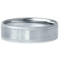 Pompeii 6MM Flat Brushed Platinum Mens Wedding Band Comfort Fit Ring (,)
