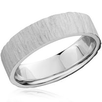 Pompeii 6MM Flat Mens 10K White Gold Textured Wedding Band (,)