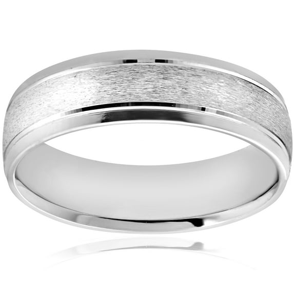 Pompeii 6MM Platinum Mens Wedding Band Brushed Comfort Fit Flat Ring (,)
