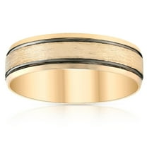 Pompeii 6mm 10k Yellow Gold Mens Brushed Black Inlay Wedding Band (,)