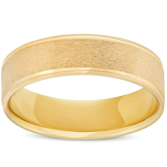 Pompeii 6mm Brushed Round Polished Edge 10K Yellow Gold Wedding Band (,)