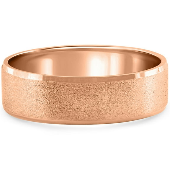 Pompeii 6mm Brushed Round Polished Edge 14k Rose Gold Wedding Band (,)