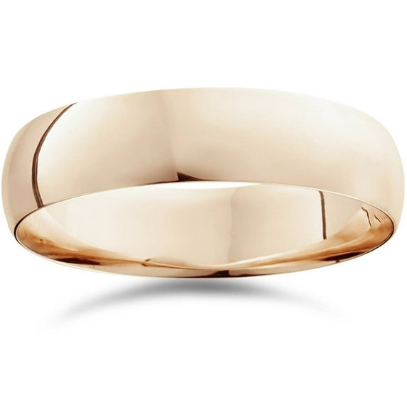 Pompeii 6mm Dome High Polished Plain Wedding Band 14K Rose Gold (,)