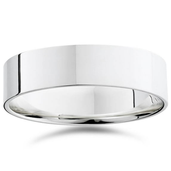 Pompeii 6mm Flat High Polished Wedding Band 14K White Gold (,)