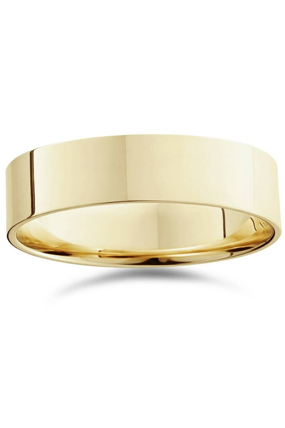 Pompeii 6mm Flat High Polished Wedding Band 14K Yellow Gold (,)