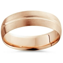 Pompeii 6mm Low Dome 14K Rose Gold Single Groove Brush Finish Wedding Band (,)