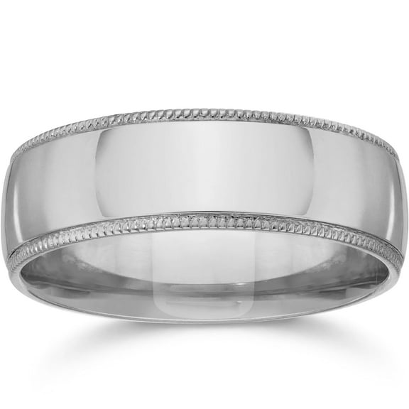 Pompeii 6mm Mens Milgrain Wedding Band 14K White Gold (,)