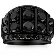 POMPEII3 Pompeii 7 1/4Ct TW Black Diamond Men's Ring 10k Black Gold (Black,I2-I3)
