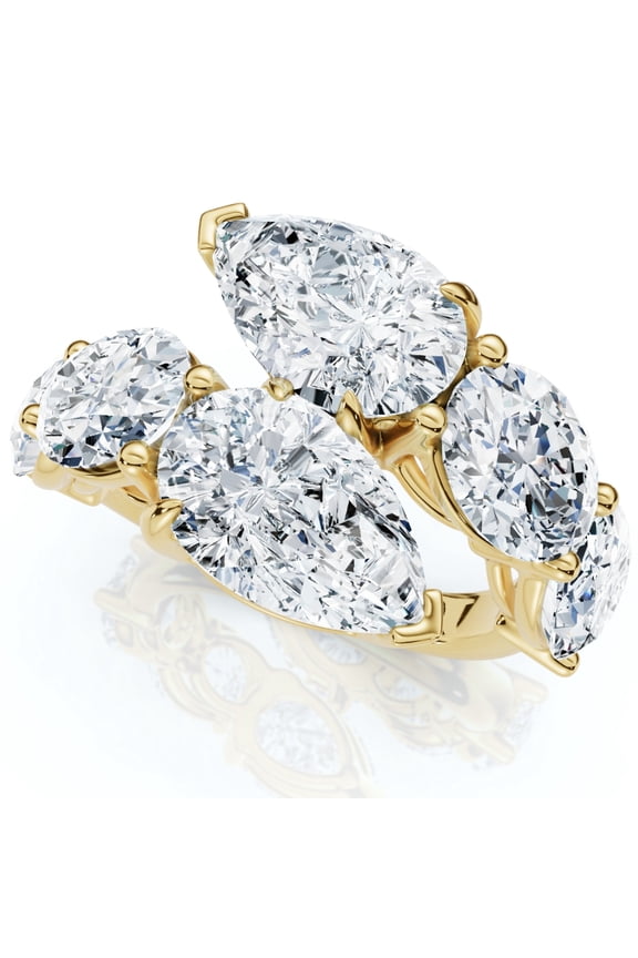 Pompeii 7.10Ct Pear & Oval Shape Bypass Ring Gold Lab Grown (F/G,VS1-VS2)