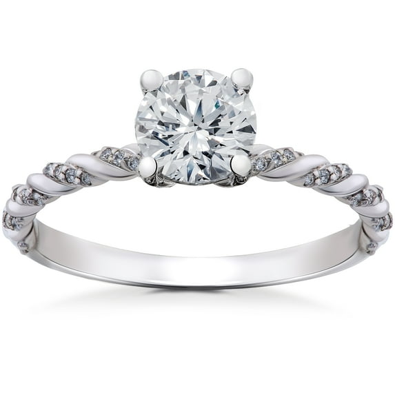 Pompeii 7/8 ct Lab Grown Round Eco Friendly Diamond Mia Engagement Ring 14k White Gold