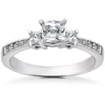 thumbnail image 1 of Pompeii 7/8 ct Princess Cut Diamond 3-Stone Solitaire Engagement Ring 14k White Gold, 1 of 4