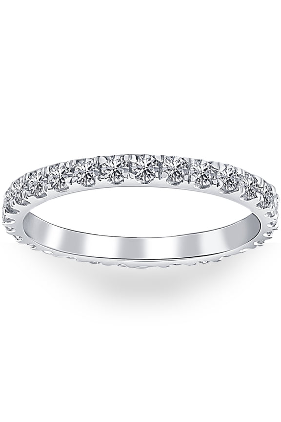 Pompeii 7/8 ctw Diamond Eternity Ring Stackable French Prong Wedding Band 14k Gold White