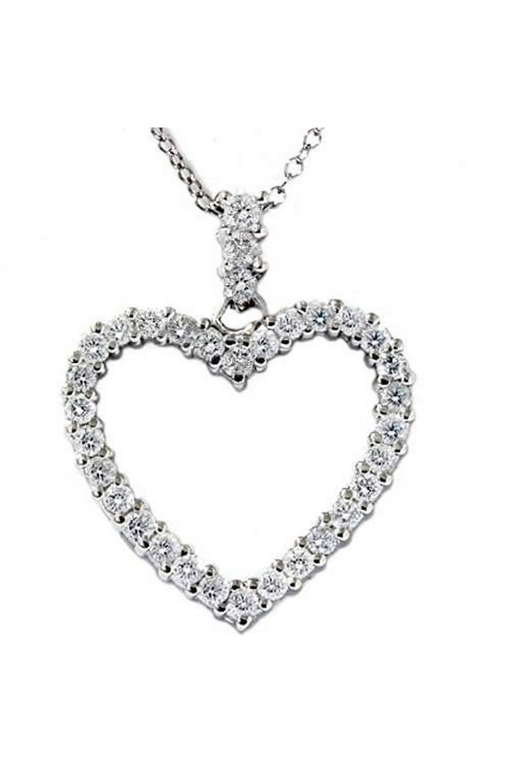Pompeii .75CT Real Diamond Heart Shape Pendant 14K White Gold (G/H,I1)