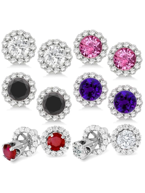 Pompeii .75Ct Pink Sapphire Studs & Jackets 14K White Gold (,)