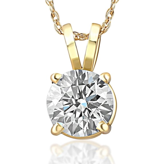 Pompeii .75ct Round Cut Diamond Solitaire Pendant Necklace in 14k White or Yellow Gold