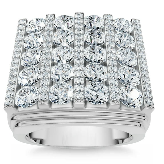 Pompeii 7Ct Diamond Ring Mens Round Flashy Polished Wedding Band in White or Yellow Gold