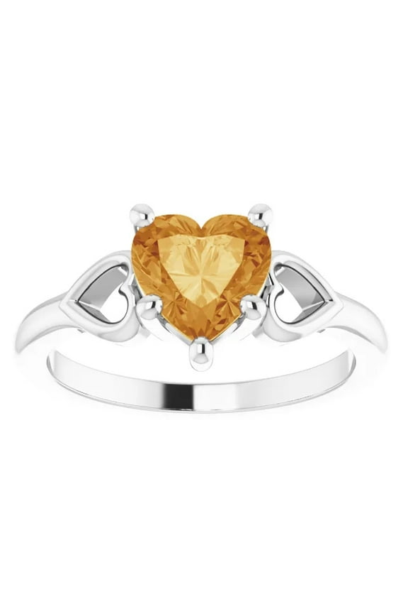 Pompeii 7mm Citrine Women's Heart Ring in 14k Gold 5.5mm Tall (,)