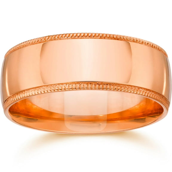 Pompeii 7mm Milgrain 14K Rose Gold Polished Wedding Band (,)