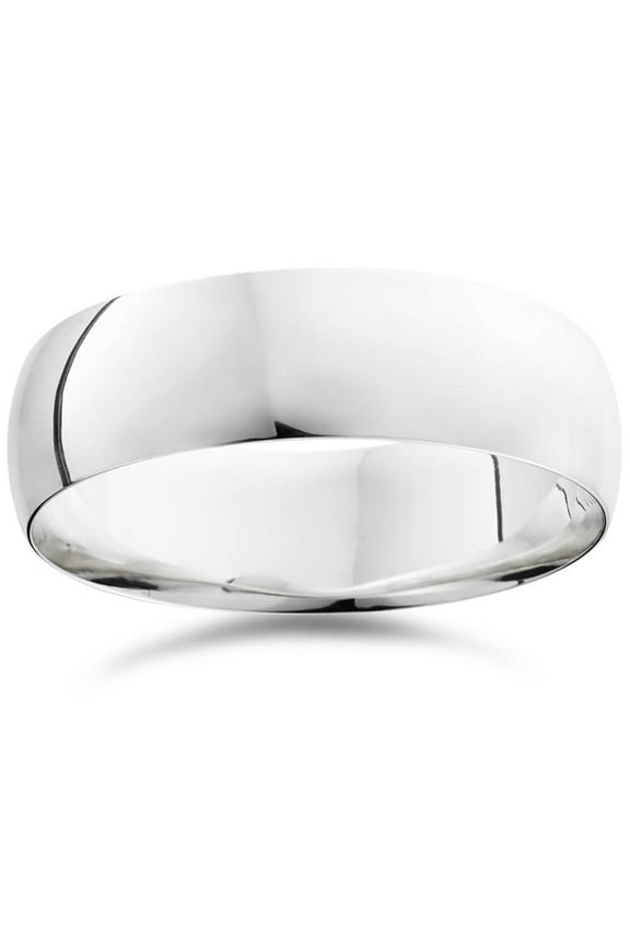 Pompeii 7mm Plain Platinum Comfort Fit Wedding Band Ring (,)