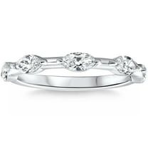 Pompeii .80Ct Marquise Cut Diamond Wedding Ring Stackable Band 14k Gold Lab Grown