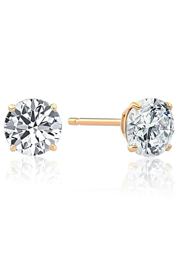Pompeii .85CT Round Brilliant Cut Natural Diamond Stud Earrings In 14K Gold (G/H,I2-I3)