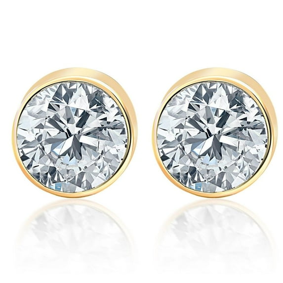 Pompeii .85CT Round Brilliant Cut Natural SI Quality Diamond Stud Earrings In 14K Gold