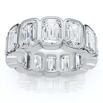 Pompeii 8Ct Emerald Cut Bezel Diamond Eternity Band 14k Gold/Pt Wedding Ring Lab Grown