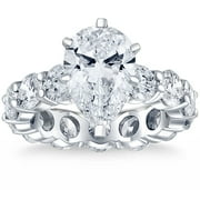 POMPEII3 Pompeii Certified 8Ct TW Pear Diamond Eternity Engagement Ring in 14k Gold Lab Grown