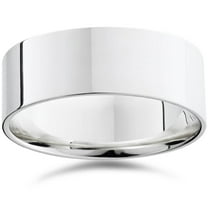Pompeii 8mm Flat High Polished Wedding Band 10K White Gold (,)