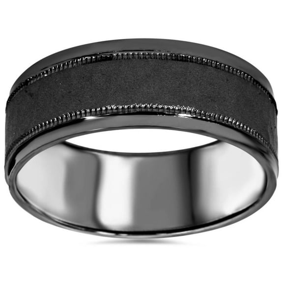 Pompeii 8mm Hammered 10K Black Gold Mens Wedding Band (,)
