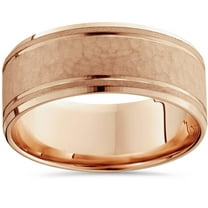 Pompeii 8mm Hammered Center Mens Wedding Band 14K Rose Gold (,)