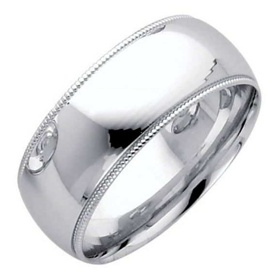 Pompeii 8mm Platinum Milgrain Wedding Band (,)