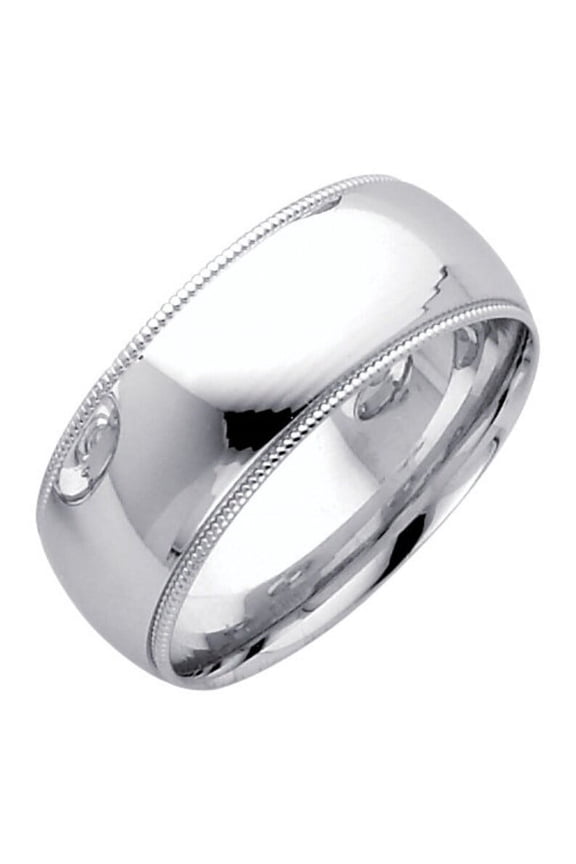 Pompeii 8mm Platinum Milgrain Wedding Band (,)
