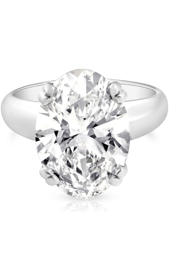 Pompeii 9 1/2 CT Oval Moissanite Solitaire Engagement Ring Heavy White Gold Wide Setting