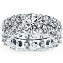 Pompeii 9 1/2ct Diamond Eternity Engagement Ring Wedding Set 14k White Gold Lab Grown