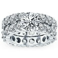 thumbnail image 1 of Pompeii 9 1/2ct Diamond Eternity Engagement Ring Wedding Set 14k White Gold Lab Grown, 1 of 4
