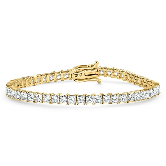 Pompeii 9.20Ct Princess Cut Diamond 7" Tennis Bracelet 14k Gold Lab Grown (E/F,VS)