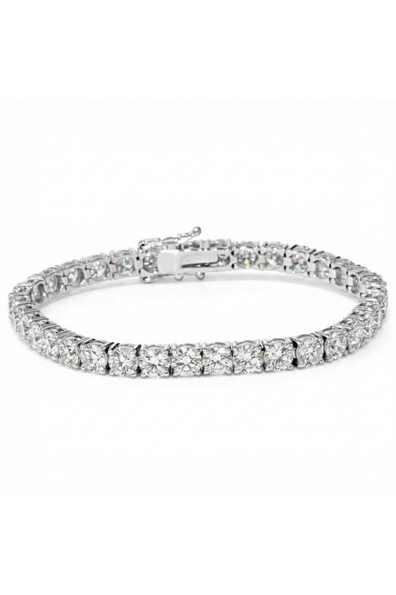 Pompeii 9 ct Round Lab Grown Diamond Tennis Bracelet 14K White Gold 7" (F,VS)