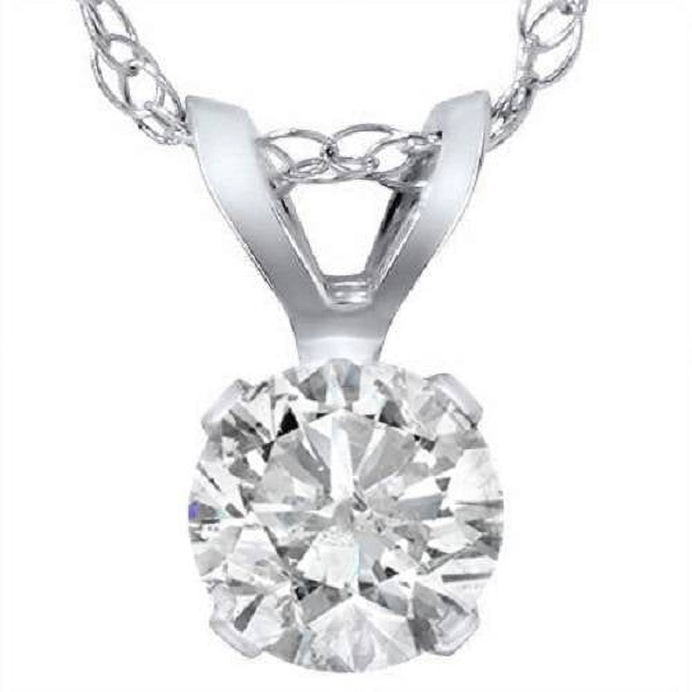 POMPEII3 Pompeii .90 Carat Solitaire Pendant Natural Diamond 14K White Gold Womens Necklace