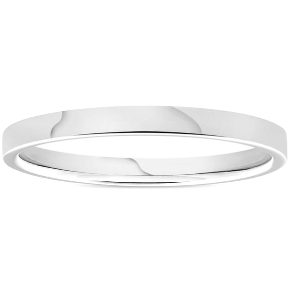 Pompeii 950 Platinum 2mm Flat Comfort Fit Wedding Band Ring (,)