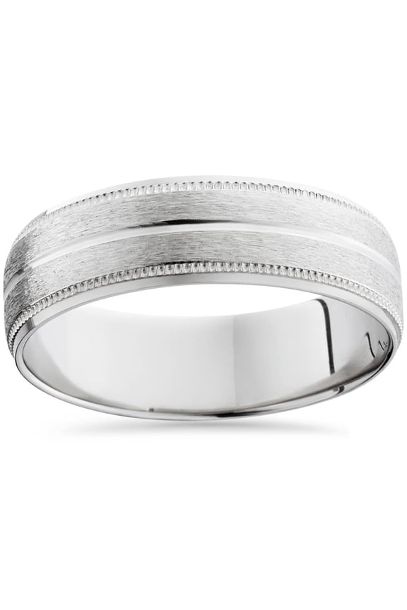 Pompeii 950 Platinum 6mm Comfort Fit Brushed Wedding Band Ring (,)