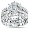 thumbnail image 1 of Pompeii 9ct Diamond Engagement Ring Eternity Guard Band Set 14k White Gold (H/I,I1-I3), 1 of 4