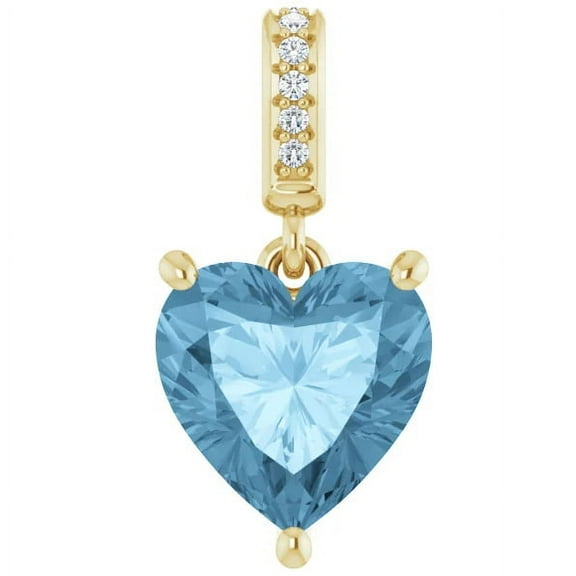 Pompeii 9mm Blue Topaz Women's Heart Pendant in 14k Gold Necklace 6mm Tall (,)