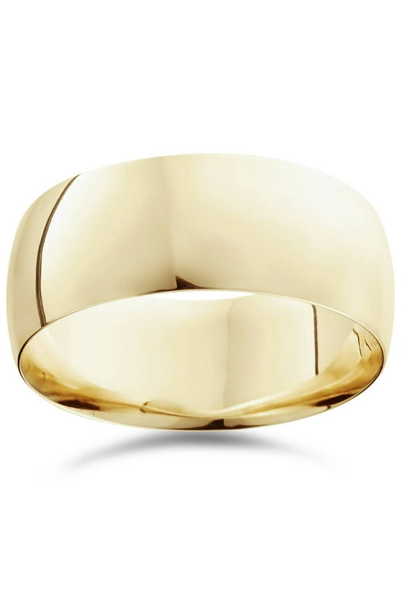 Pompeii 9mm Dome High Polished Wedding Band, 10K Yellow Gold