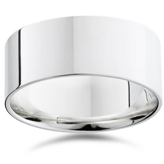 Pompeii 9mm Flat High Polished Wedding Band 10K White Gold (,)